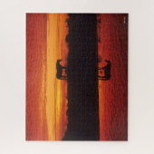 Silhouette van Horse tegen Sunset Sky Legpuzzel (Verticaal)