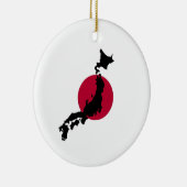 Silhouette van Japan over de nationale vlag van de Keramisch Ornament (Rechts)