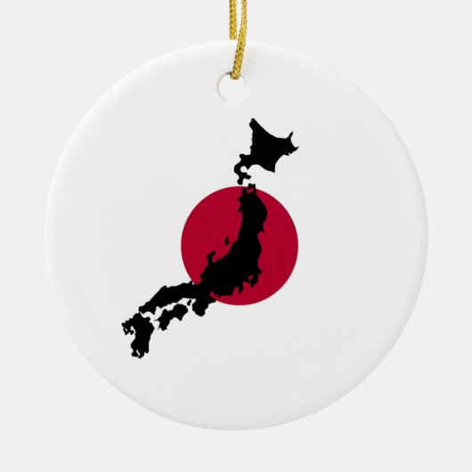 Silhouette van Japan over de nationale vlag van de Keramisch Ornament (Voorkant)