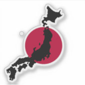 Silhouette van Japan over de nationale vlag van de Sticker (Voorkant)
