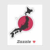 Silhouette van Japan over de nationale vlag van de Sticker (Vel)