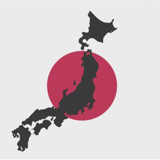 Silhouette van Japan over de nationale vlag van de Sticker (Voorkant)
