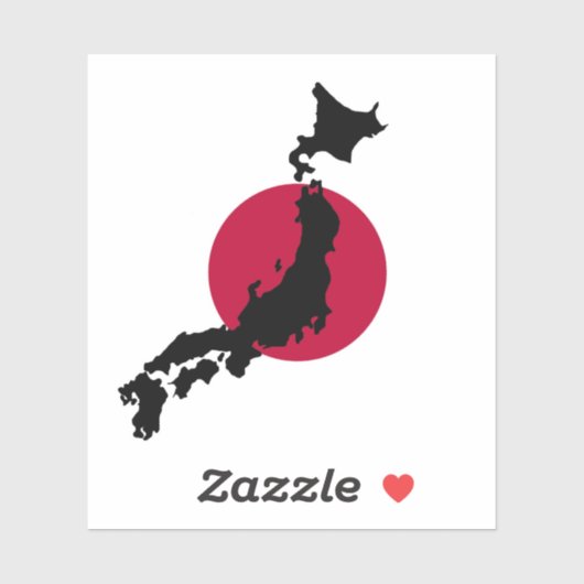 Silhouette van Japan over de nationale vlag van de Sticker (Vel)