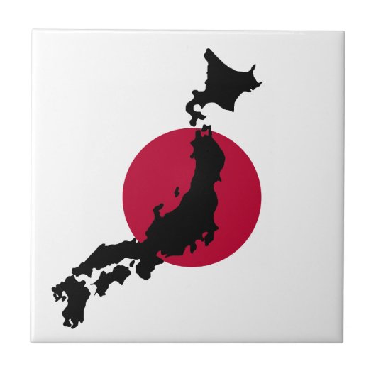 Silhouette van Japan over de nationale vlag van de Tegeltje (Voorkant)