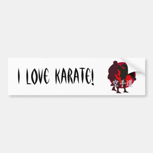 Silhouette van Karate gevecht, rode cirkelachtergr Bumpersticker (Voorkant)