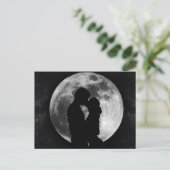 Silhouette van liefhebbers op volle maan 's nachts briefkaart (Staand voorkant)