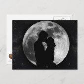 Silhouette van liefhebbers op volle maan 's nachts briefkaart (Voorkant / Achterkant)