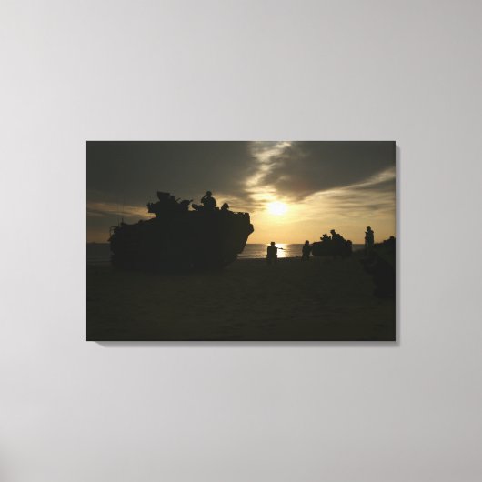 Silhouette van mariniers canvas afdruk (Voorkant)