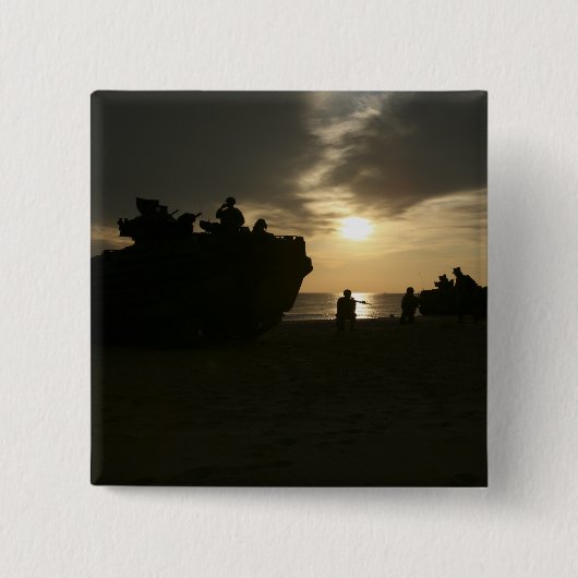 Silhouette van mariniers vierkante button 5,1 cm (Voorkant)
