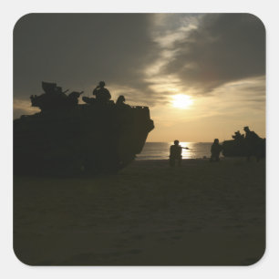Silhouette van mariniers vierkante sticker