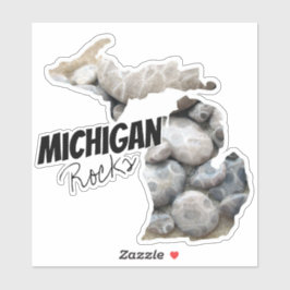 Silhouette van Michigan met Michigan Rocks! Sticker