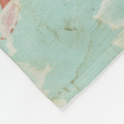 Silhouette van Rode Bloemen op Blauwgroen Achtergr Fleece Deken (Hoek)