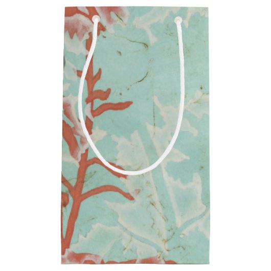 Silhouette van Rode Bloemen op Blauwgroen Achtergr Klein Cadeauzakje (Voorkant)