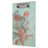 Silhouette van Rode Bloemen op Blauwgroen Achtergr Klembord (Links)