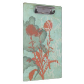 Silhouette van Rode Bloemen op Blauwgroen Achtergr Klembord (Rechts)