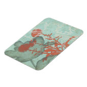 Silhouette van Rode Bloemen op Blauwgroen Achtergr Magneet (Linkerzijde)