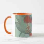 Silhouette van Rode Bloemen op Blauwgroen Achtergr Mok (Links)