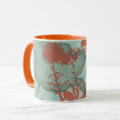 Silhouette van Rode Bloemen op Blauwgroen Achtergr Mok (Voorkant links)