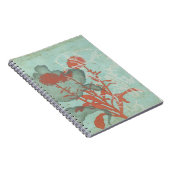 Silhouette van Rode Bloemen op Blauwgroen Achtergr Notitieboek (Rechterzijde)