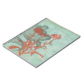 Silhouette van Rode Bloemen op Blauwgroen Achtergr Notitieboek (Linkerzijde)