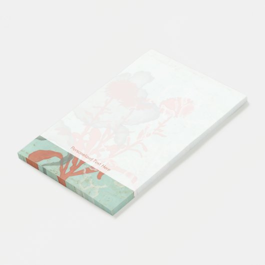 Silhouette van Rode Bloemen op Blauwgroen Achtergr Post-it® Notes (Schuin)