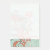 Silhouette van Rode Bloemen op Blauwgroen Achtergr Post-it® Notes (Voorkant)