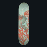 Silhouette van Rode Bloemen op Blauwgroen Achtergr Skateboard<br><div class="desc">Drie rode bloemen contrasteren tegen een blauwgroen achtergrond in dit schilderij van Megan Meagher. Een silhouet van een andere bloem leunt naar links van de druk. Een eenvoudig stuk met veel aan de hand. Dit zou een leuk cadeau zijn voor een vriend of geliefde die van kunst houdt!</div>