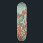 Silhouette van Rode Bloemen op Blauwgroen Achtergr Skateboard<br><div class="desc">Drie rode bloemen contrasteren tegen een blauwgroen achtergrond in dit schilderij van Megan Meagher. Een silhouet van een andere bloem leunt naar links van de druk. Een eenvoudig stuk met veel aan de hand. Dit zou een leuk cadeau zijn voor een vriend of geliefde die van kunst houdt!</div>