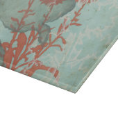 Silhouette van Rode Bloemen op Blauwgroen Achtergr Snijplank (Hoek)