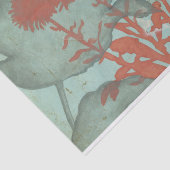 Silhouette van Rode Bloemen op Blauwgroen Achtergr Tissuepapier (Detail)