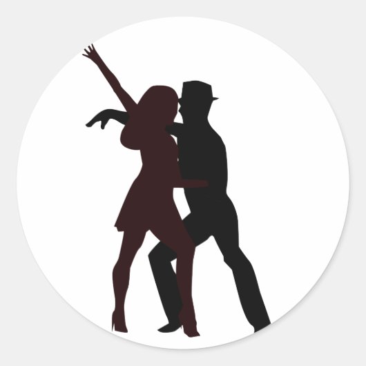 Silhouette van Salsa Dancers Ronde Sticker (Voorkant)