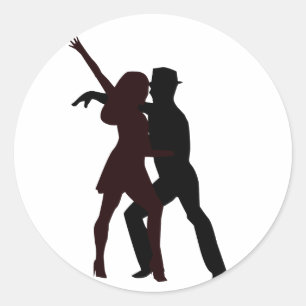 Silhouette van Salsa Dancers Ronde Sticker