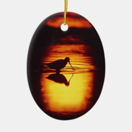 Silhouette van Shorebird bij Brigantine NWR Keramisch Ornament (Voorkant)