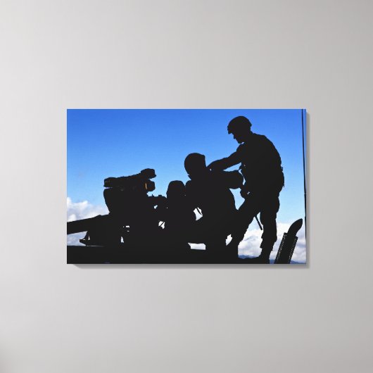 Silhouette van soldaten canvas afdruk (Voorkant)