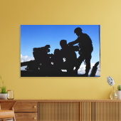 Silhouette van soldaten canvas afdruk (Insitu (Woonkamer))
