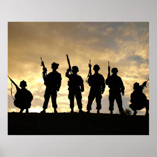 Silhouette van soldaten in de 101e luchtafdeling poster (Voorkant)