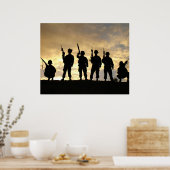 Silhouette van soldaten in de 101e luchtafdeling poster (Keuken)