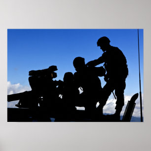 Silhouette van soldaten poster