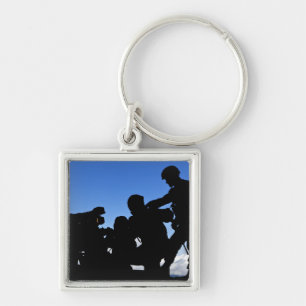 Silhouette van soldaten sleutelhanger
