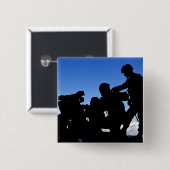 Silhouette van soldaten vierkante button 5,1 cm (Voorkant /achterkant)