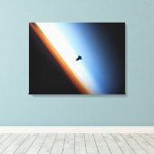 Silhouette van space shuttle Endeavor Canvas Afdruk (Insitu (Houten vloer))