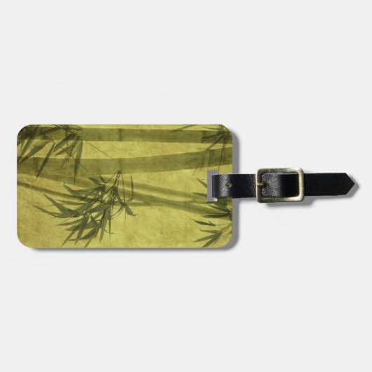 Silhouette van takken van bamboe, op papier bagagelabel (Voorkant horizontaal)