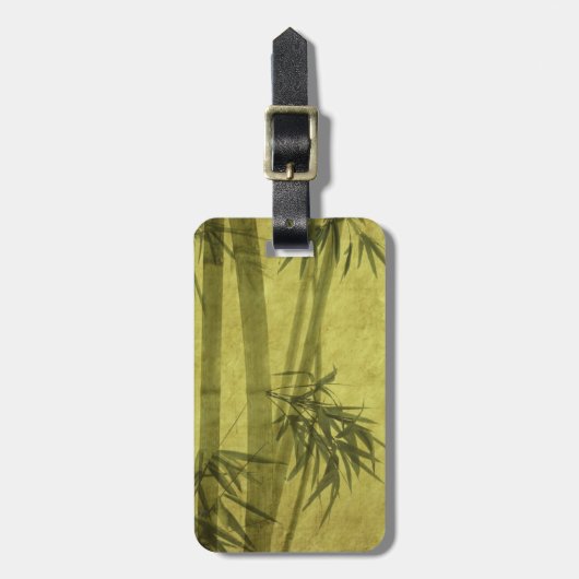 Silhouette van takken van bamboe, op papier bagagelabel (Voorkant verticaal)