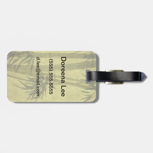 Silhouette van takken van bamboe, op papier bagagelabel (Achterkant horizontaal)