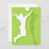 Silhouette van twee vrouwen die volleybal spelen briefkaart (Voorkant / Achterkant)