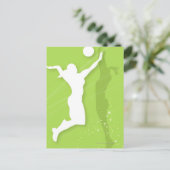 Silhouette van twee vrouwen die volleybal spelen briefkaart (Staand voorkant)