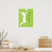 Silhouette van twee vrouwen die volleybal spelen poster (Keuken)