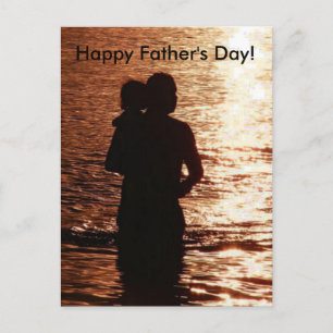Silhouette van vader en kind briefkaart