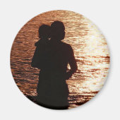 Silhouette van vader en kind magneet (Voorkant)