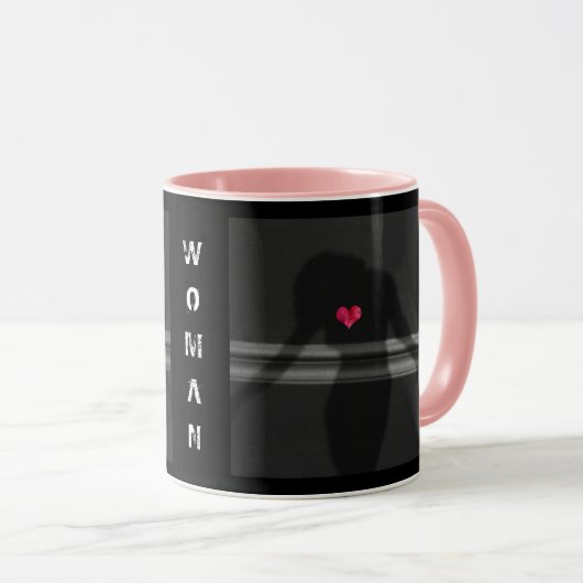 Silhouette van Vrouw, Bloemzand & Liefde Mok (Voorkant rechts)